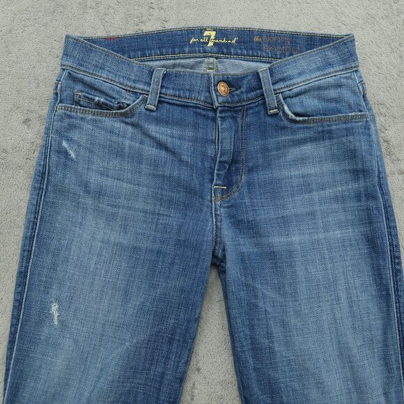 7 For All Mankind Jeans Women's 25 Low-Rise Skinny Bootcut 29" Inseam Distressed - Picture 12 of 16